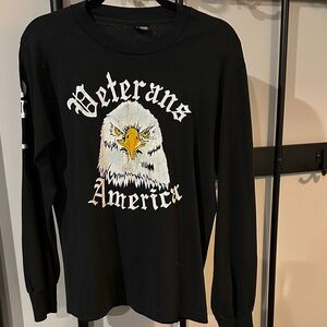 Vintage Fruit of the Loom Black Long Sleeve Tee with Eagle Graphic